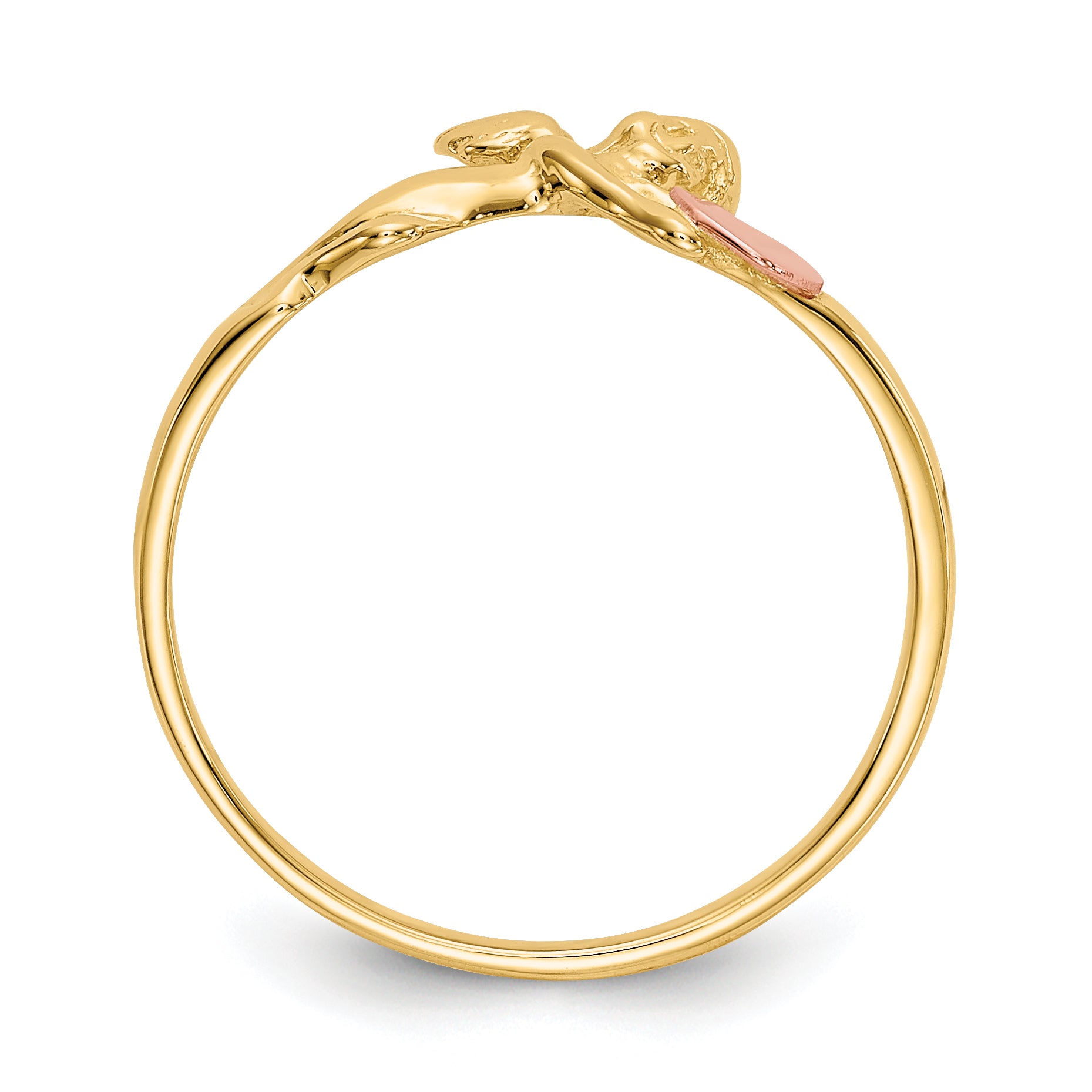 14K Two-tone Angel & Satin Heart Ring