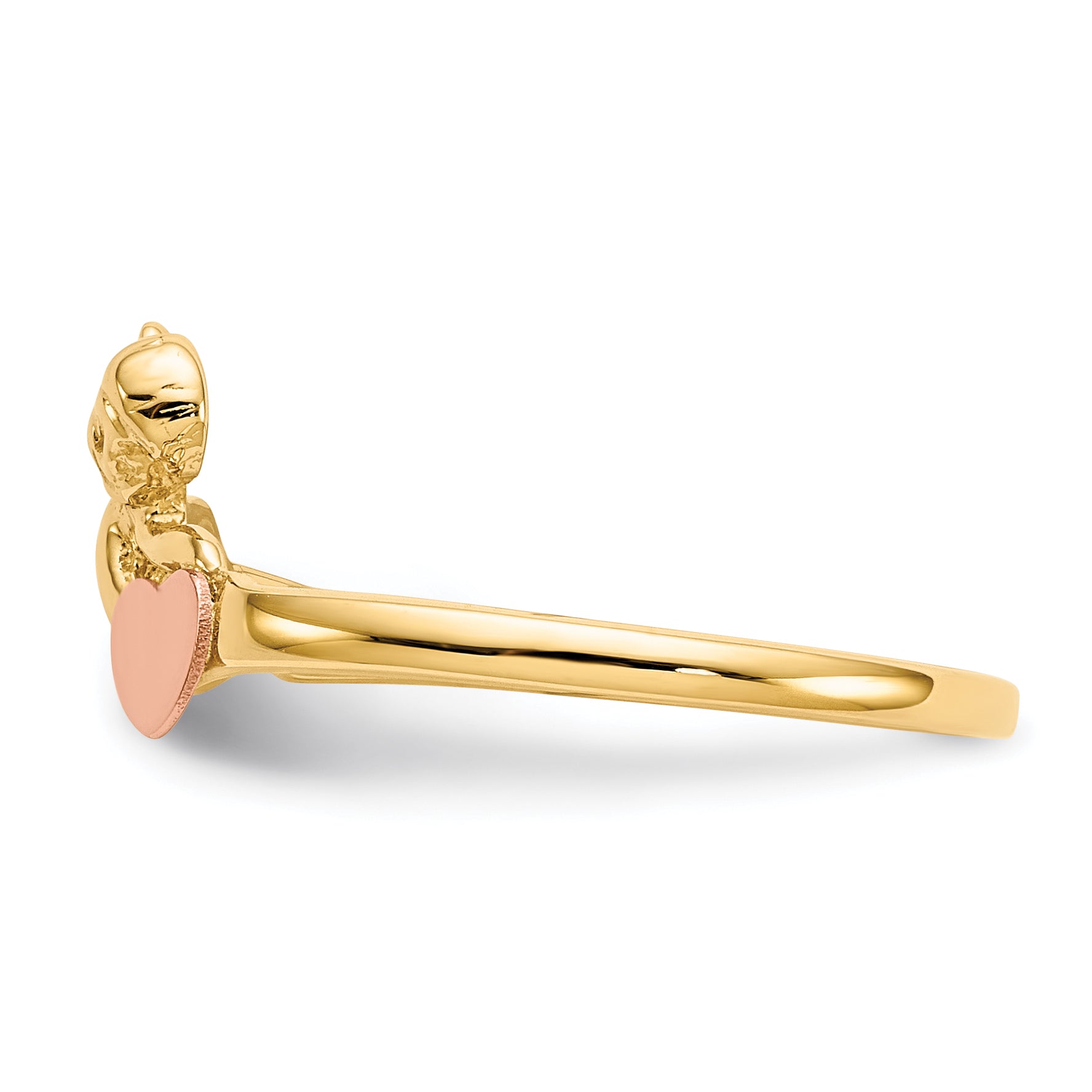 14K Two-tone Angel & Satin Heart Ring