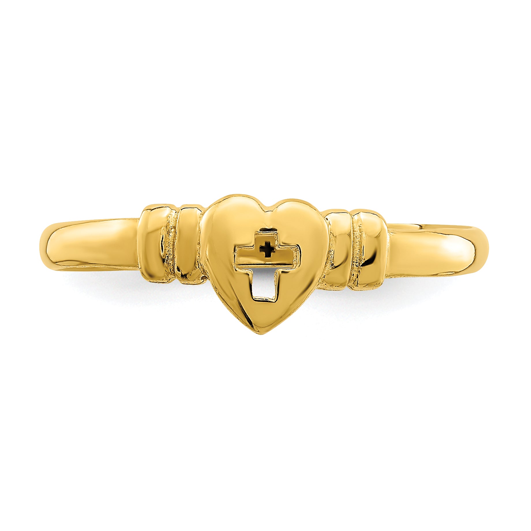 14k Heart WithCut-Out Cross Ring