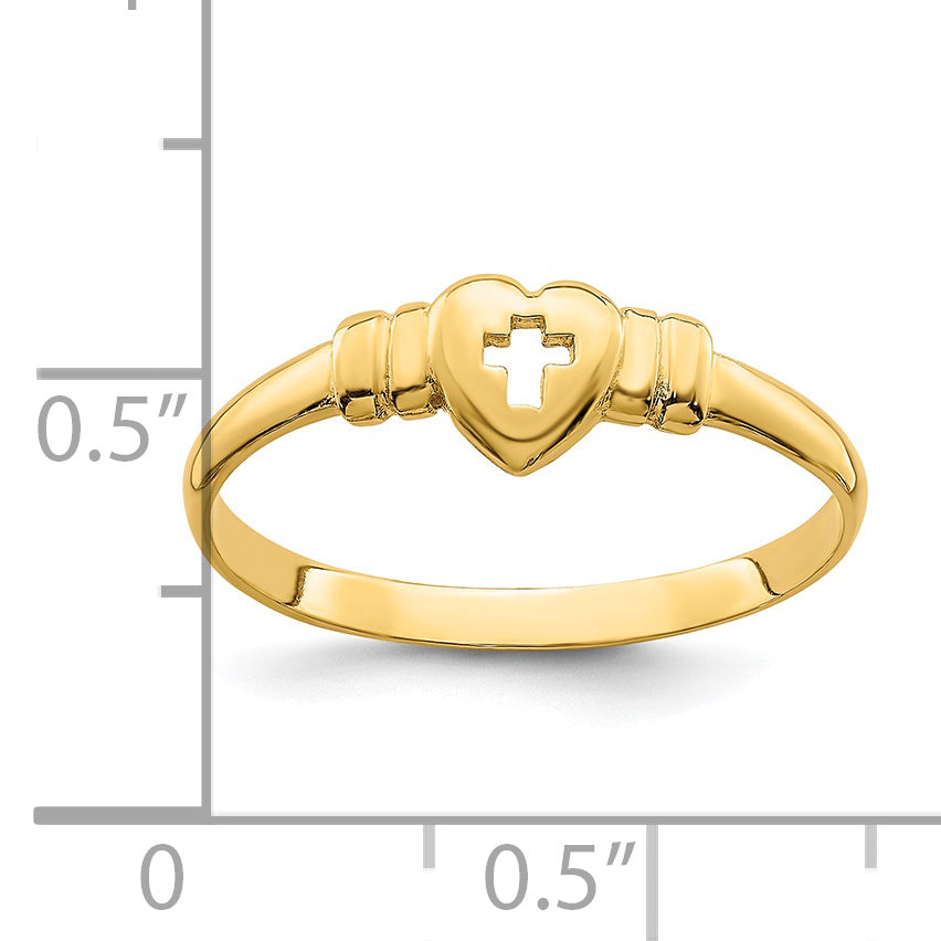 14k Heart WithCut-Out Cross Ring