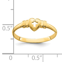 14k Heart WithCut-Out Cross Ring