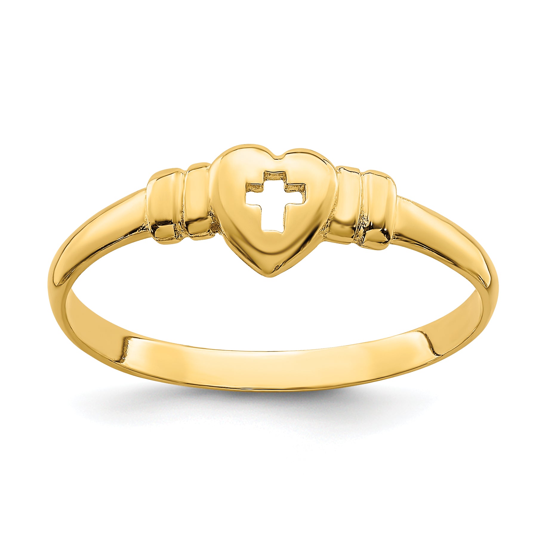 14k Heart WithCut-Out Cross Ring