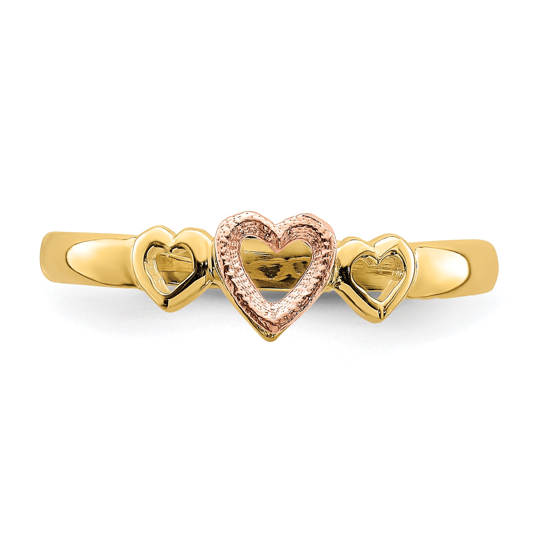 14k Rose and Yellow Gold Hearts Ring