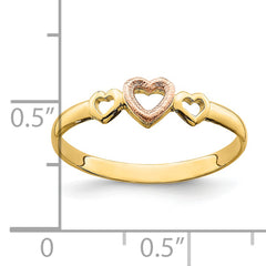 14k Rose and Yellow Gold Hearts Ring