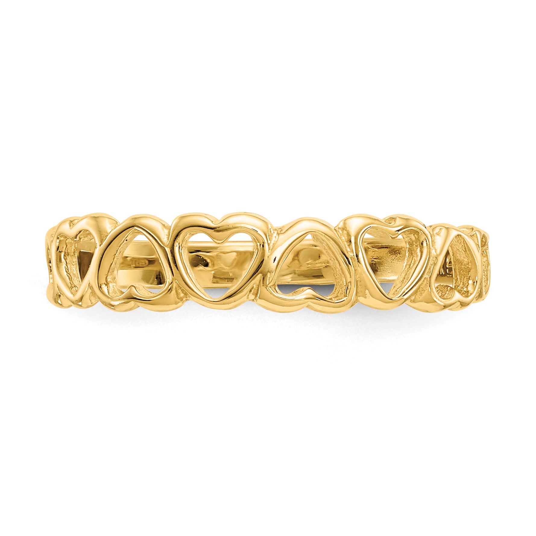 14k Polished Hearts Ring