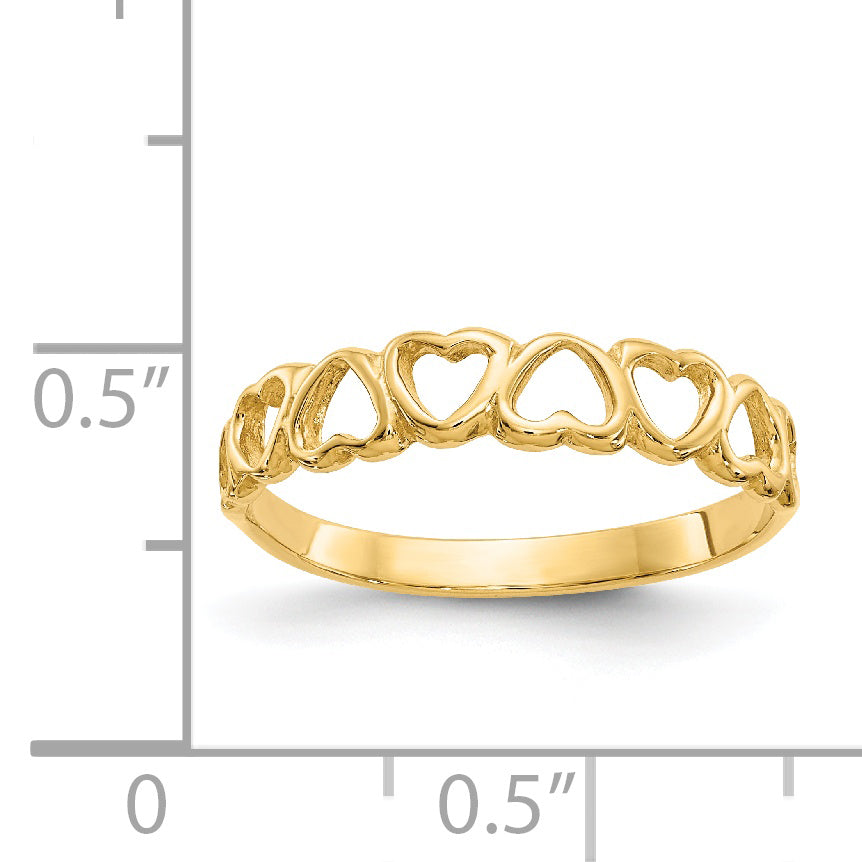 14k Polished Hearts Ring