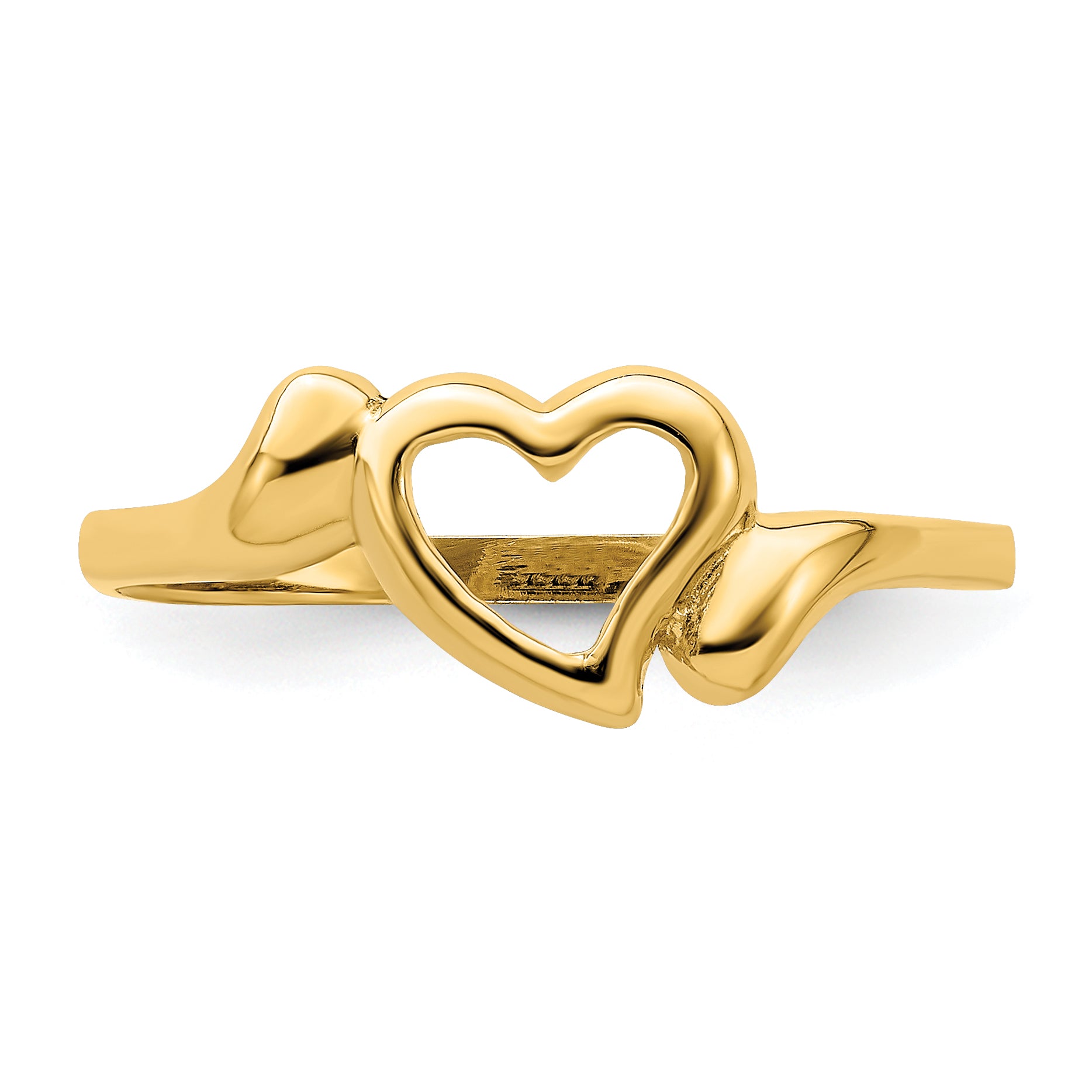 14k Open Heart WithSwirl Ring