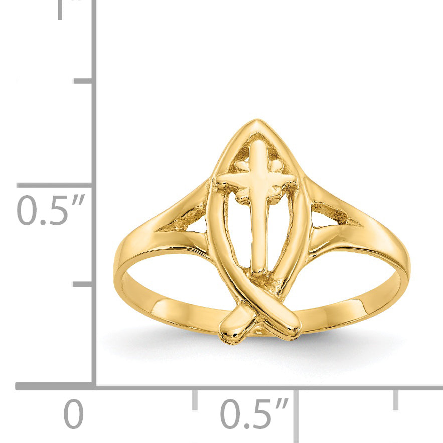 14k Ichthus WithCross Ring