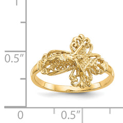 14K Diamond Cut Crucifix Ring