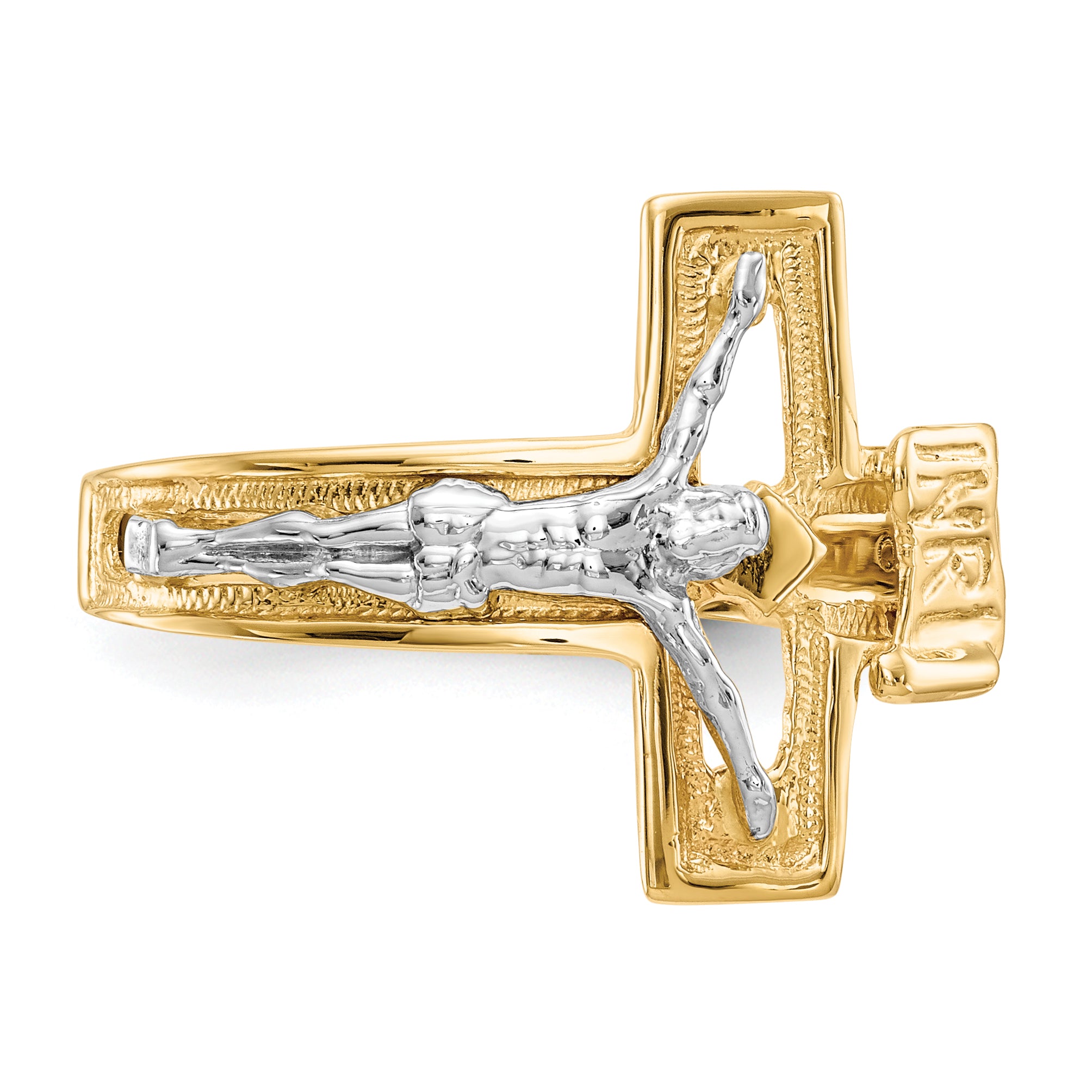 14K Two-tone Crucifix Men's Ring