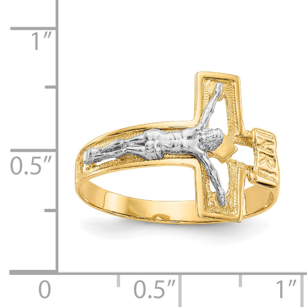 14K Two-tone Crucifix Men's Ring