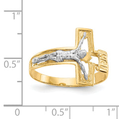 14K Two-tone Crucifix Men's Ring