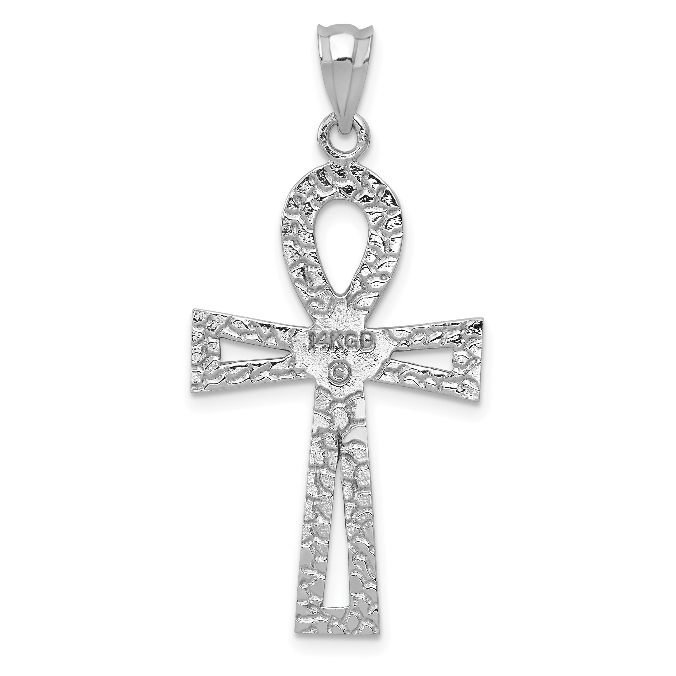 14k White Gold Ankh Cross Pendant