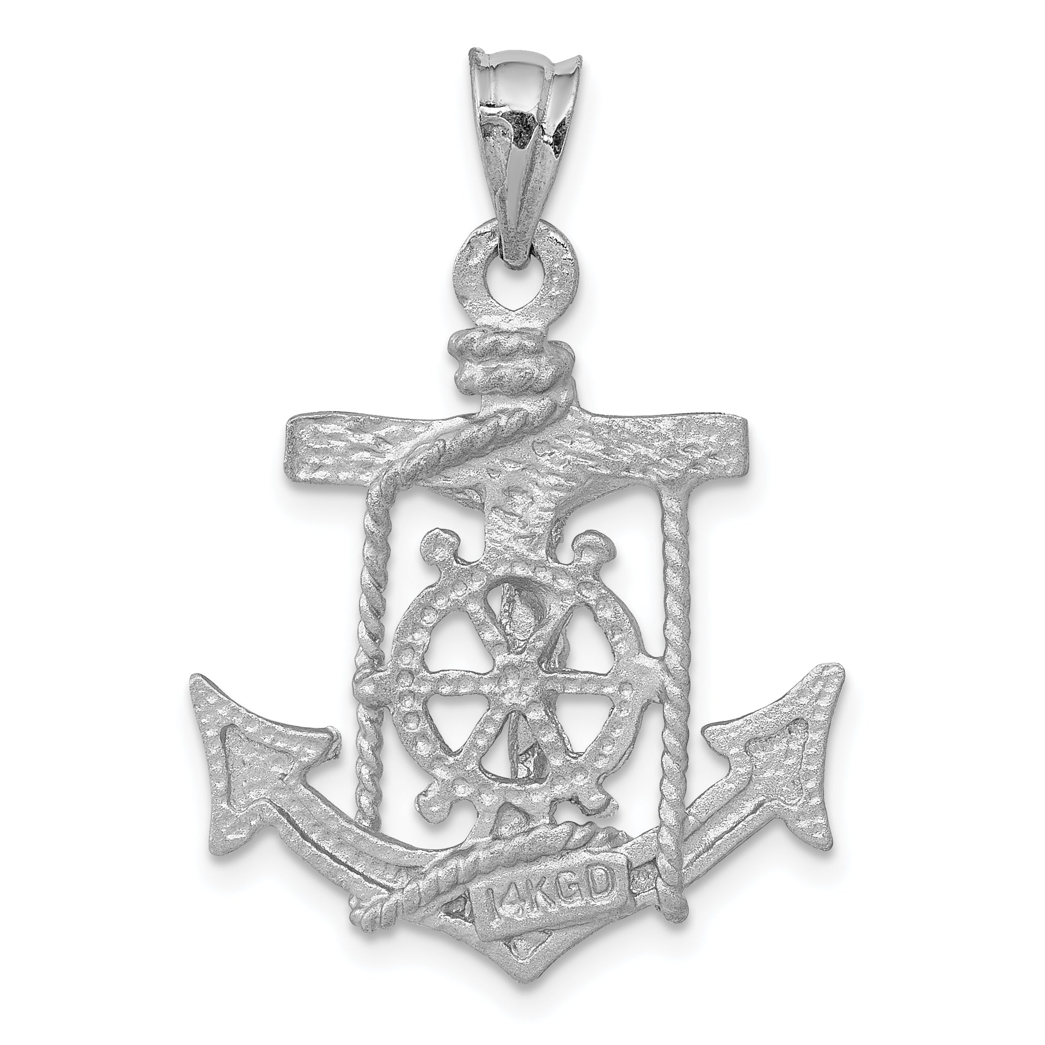 14k White Gold Mariners Cross Pendant