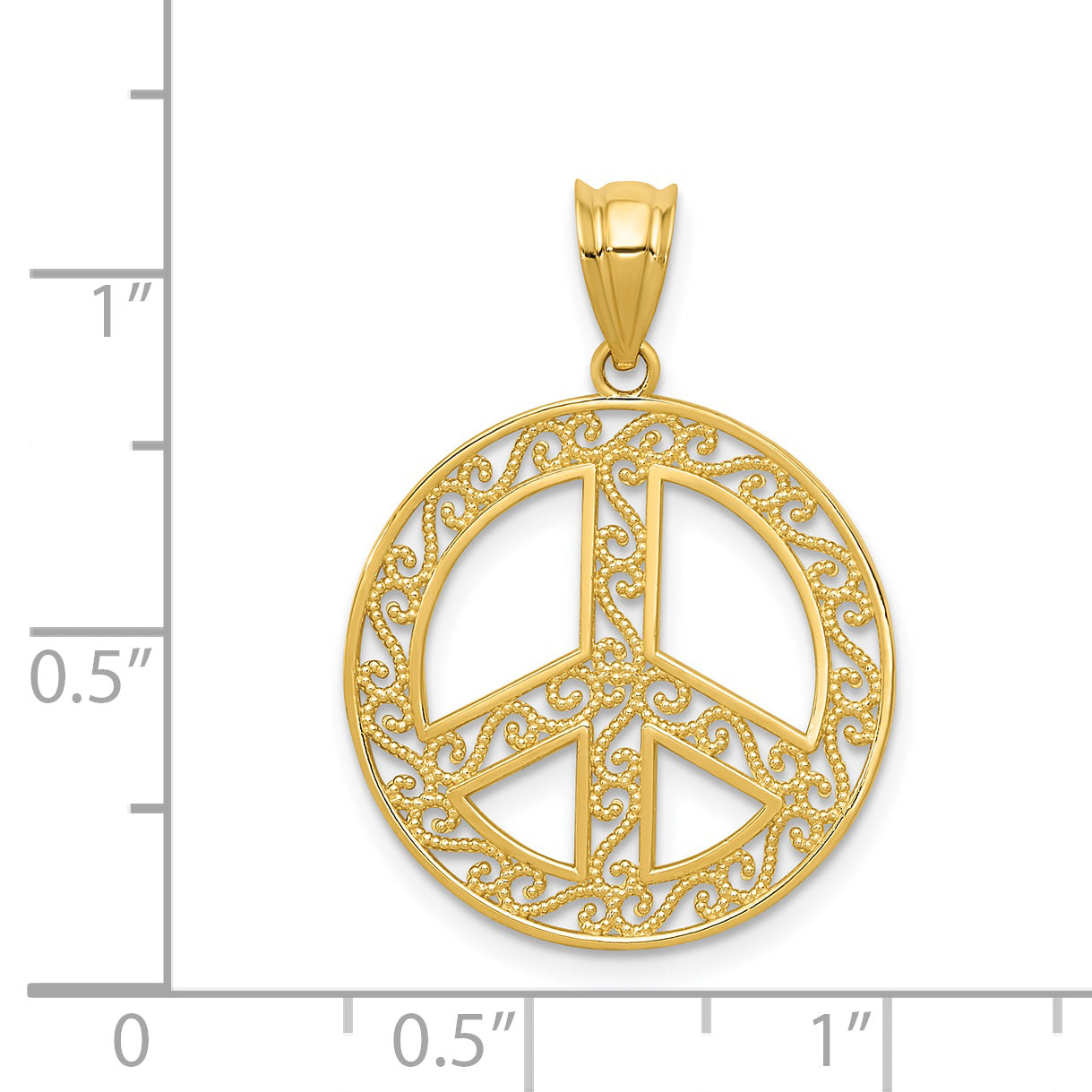 14k Filigree Peace Sign Pendant