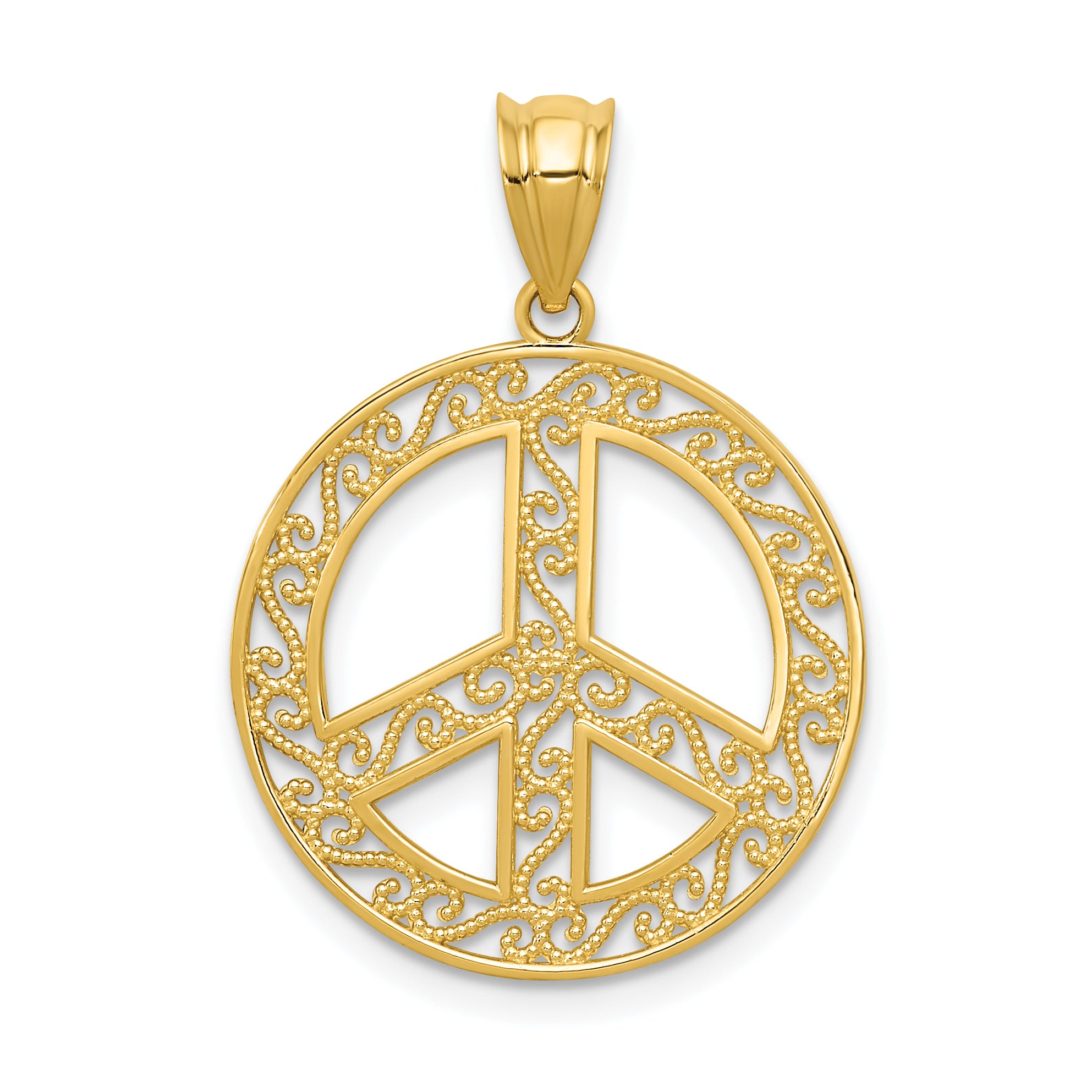 14k Filigree Peace Sign Pendant