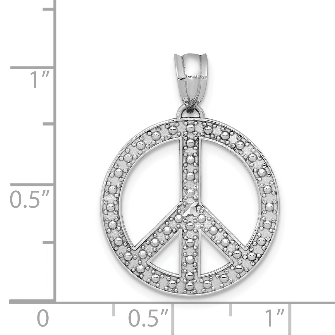 14k White Peace Symbol Pendant