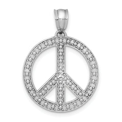 14k White Peace Symbol Pendant