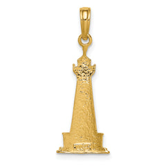 14K Gold and Rhodium Cape Hatteras Lighthouse Pendant  Solid, Casted Design