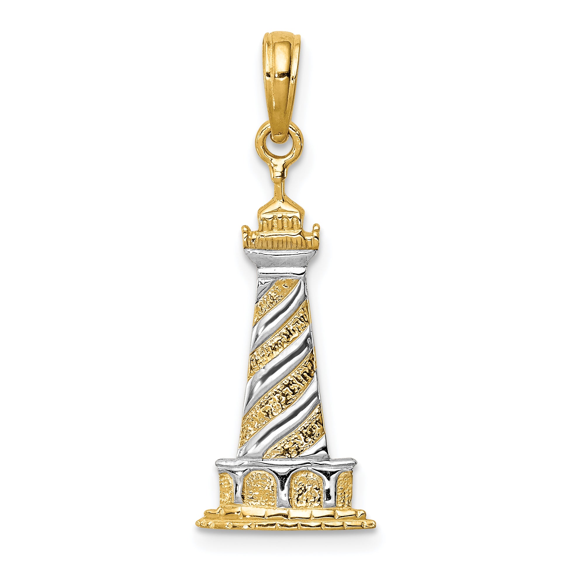 14K and Rhodium Cape Hatteras Lighthouse Pendant