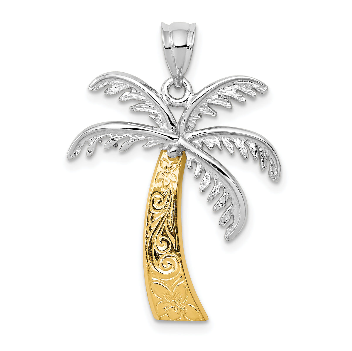 14k Two-tone Palm Tree Pendant