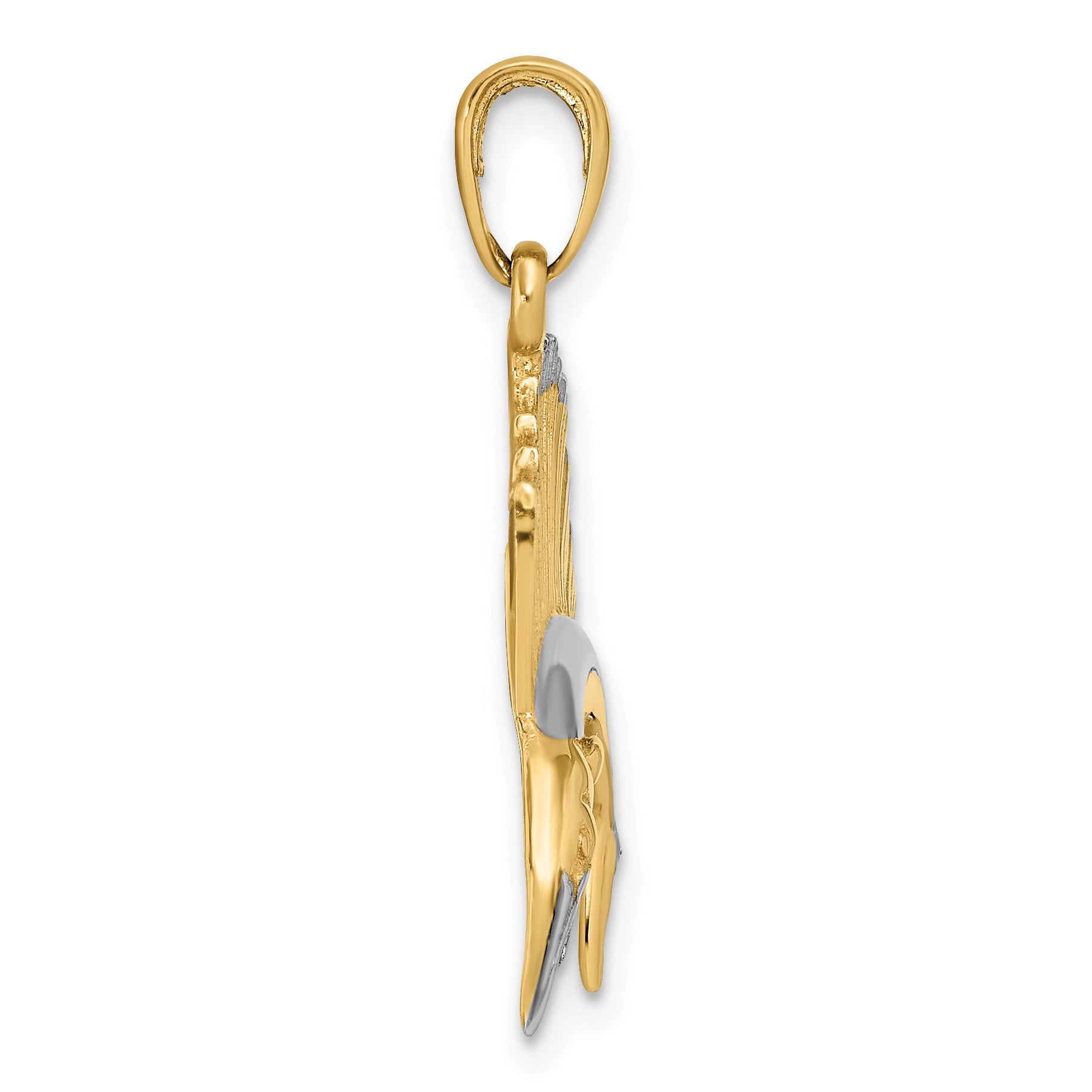 14K Gold Sailfish Pendant with Rhodium Accents  Bold Casted Design