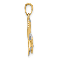 14K Gold Sailfish Pendant with Rhodium Accents  Bold Casted Design