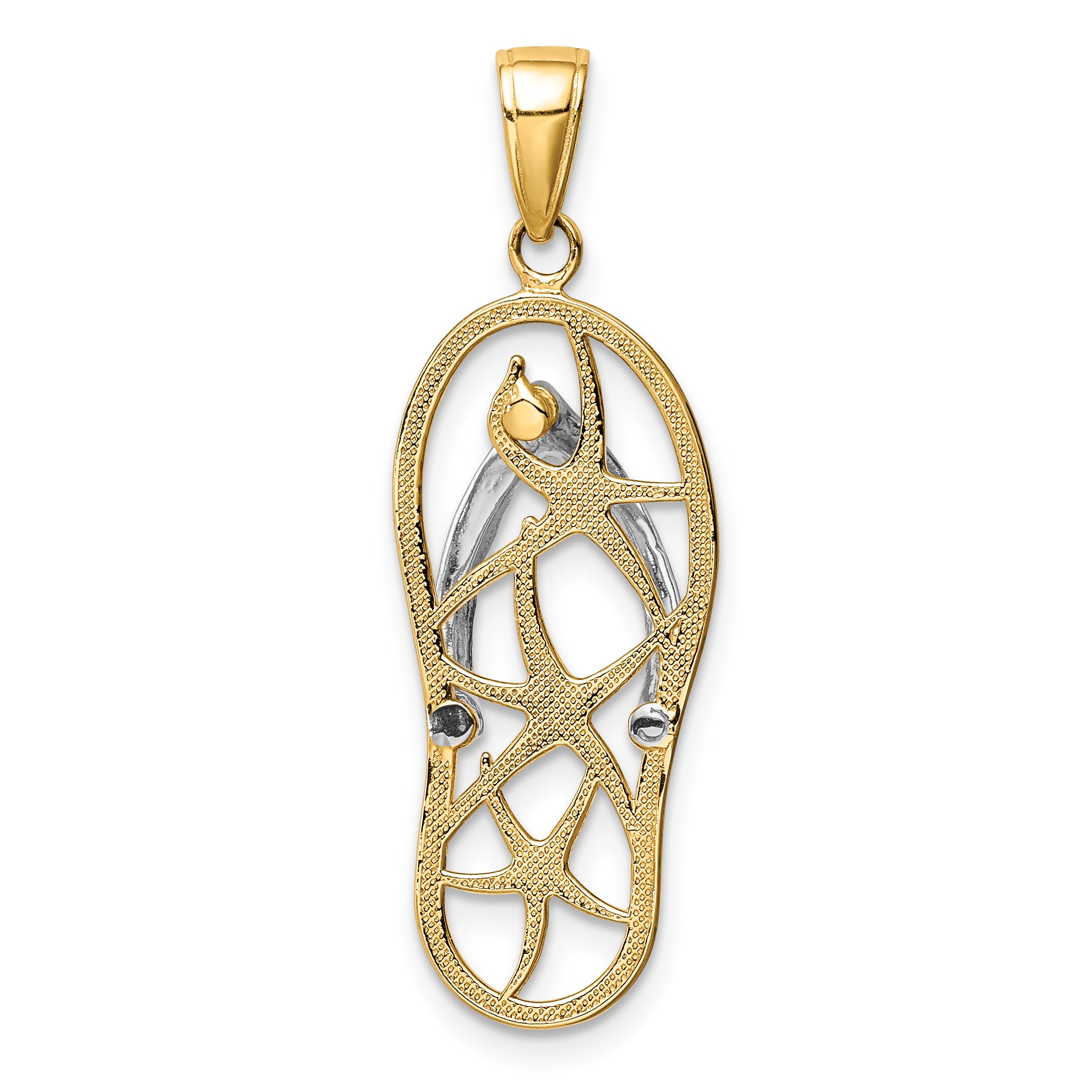 14K Two-tone Starfish Flip-Flop Pendant