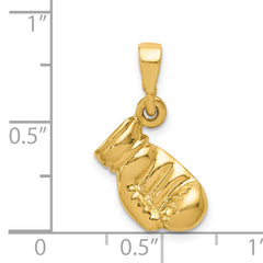 14K Gold Polished Men's Boxing Glove Pendant Casted, Small, Elegant Design