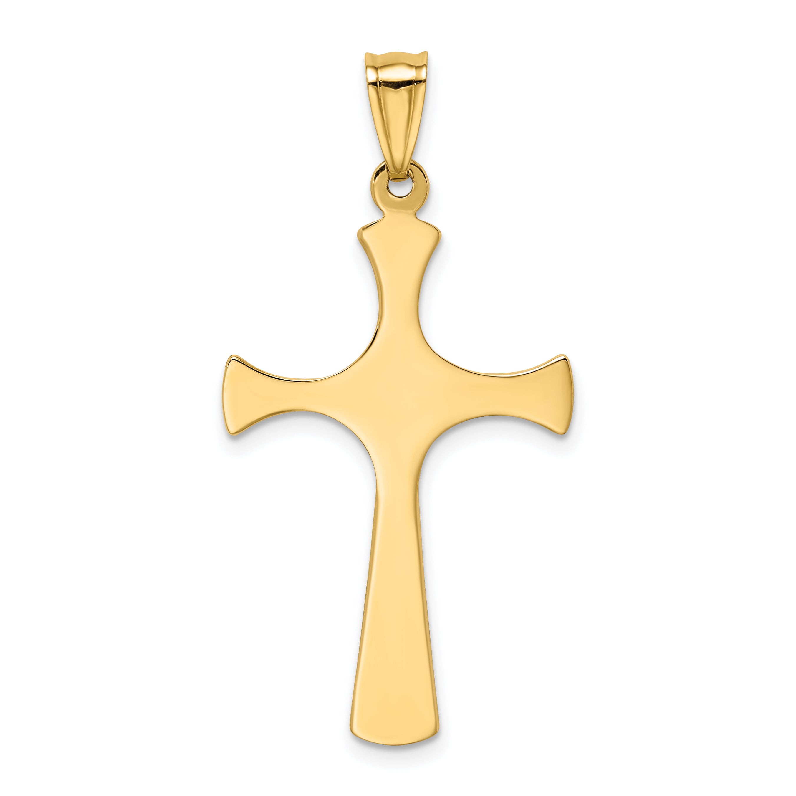 14K Gold Rhodium-Plated Fancy Cross Pendant with Polished Finish