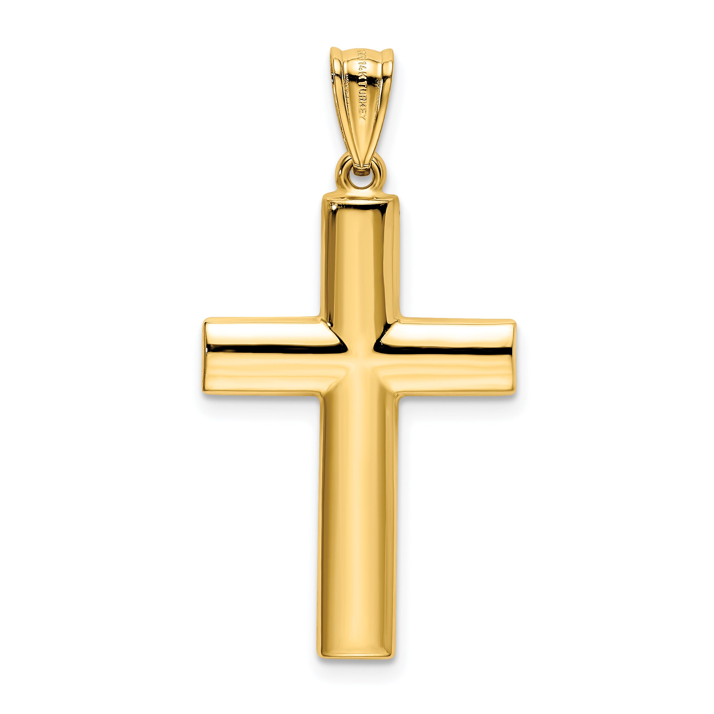 14K Gold Reversible Cross Pendant with Textured Polished Finish