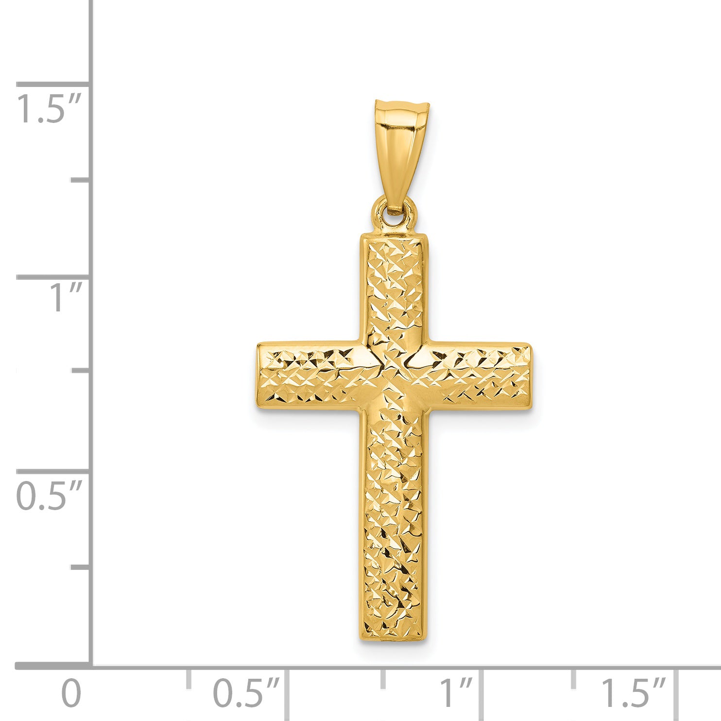 14K Gold Reversible Cross Pendant with Textured Polished Finish