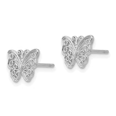 14K White Gold Butterfly Post Earrings