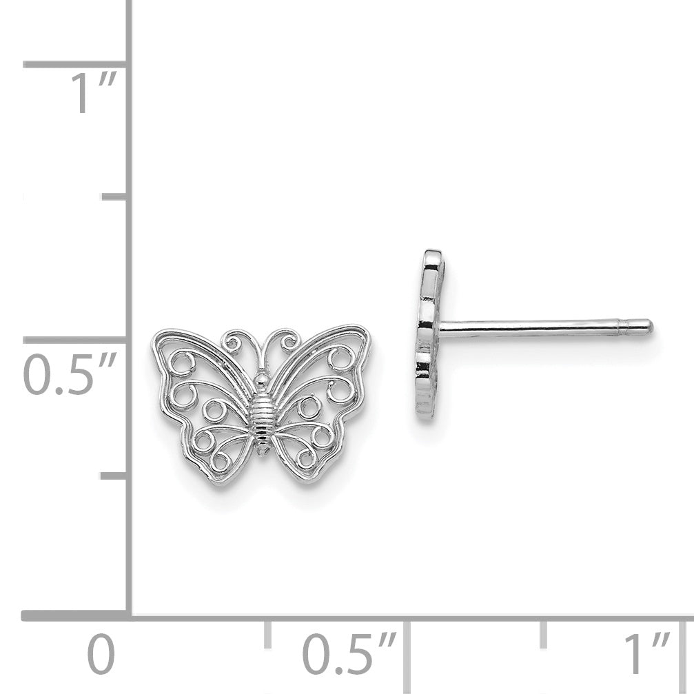 14K White Gold Butterfly Post Earrings