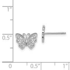 14K White Gold Butterfly Post Earrings