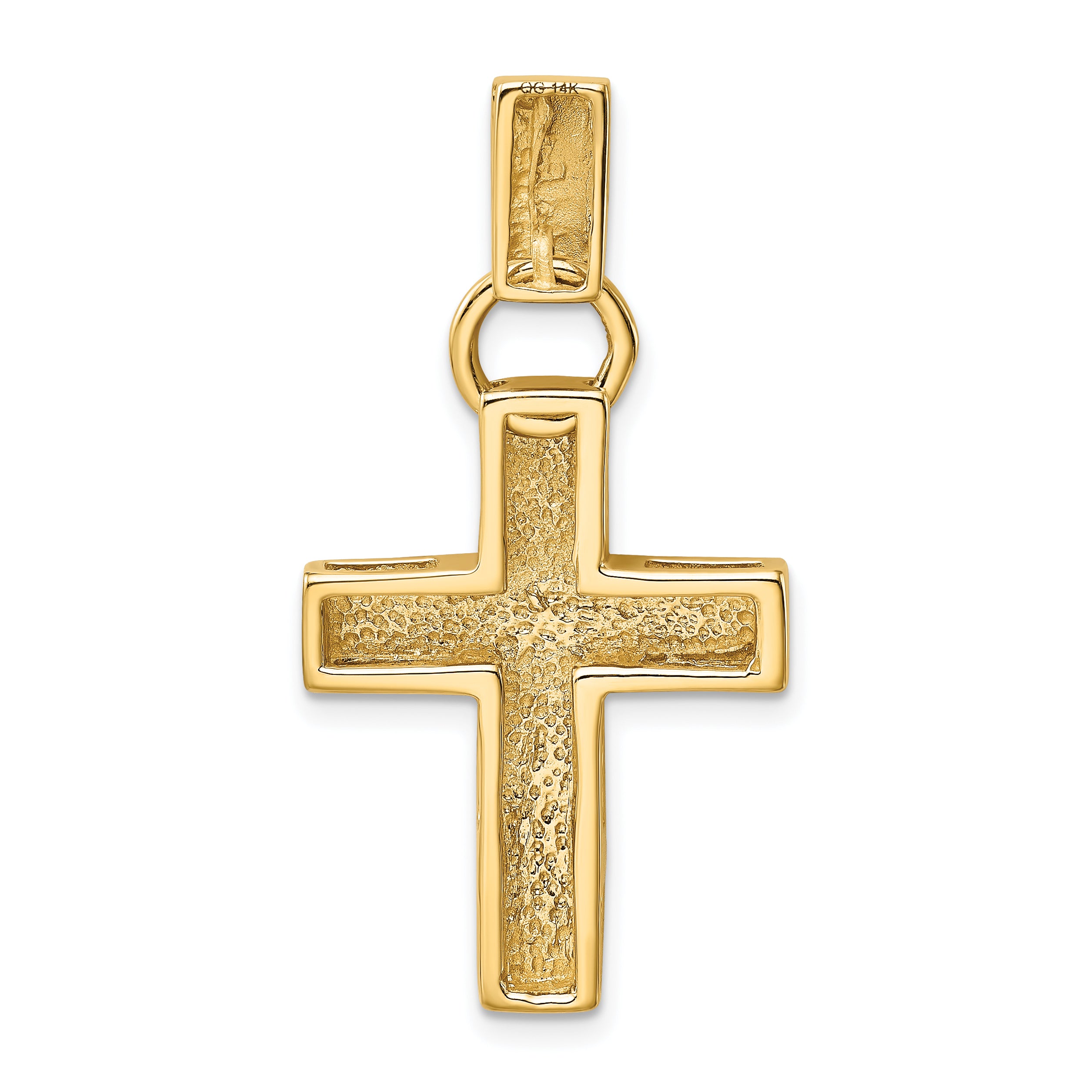 14K Gold Polished Hollow Cross Pendant  Elegant, Lightweight Design