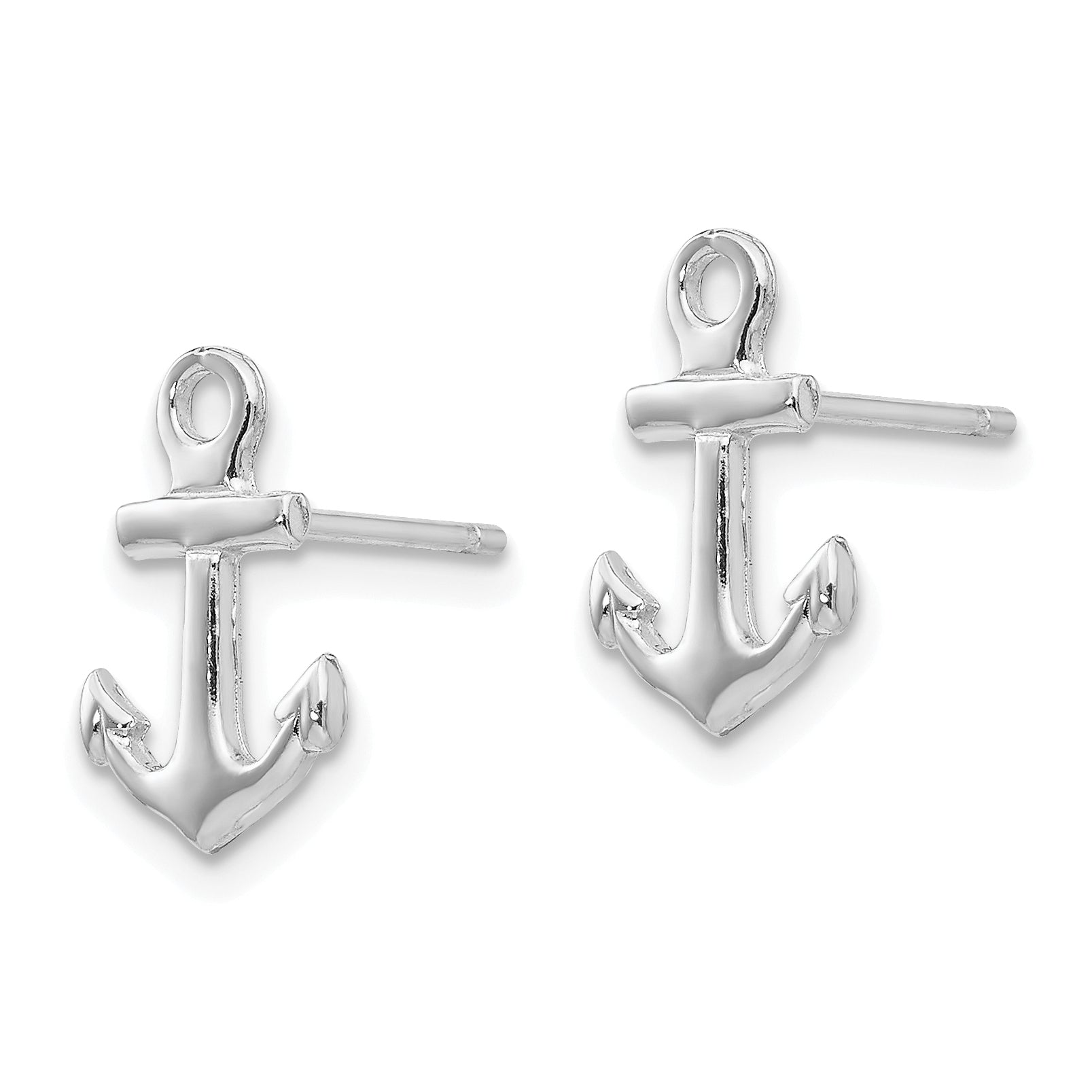 14K White Gold Anchor Post Earrings