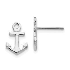 14K White Gold Anchor Post Earrings