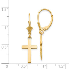 14K Cross Leverback Earrings