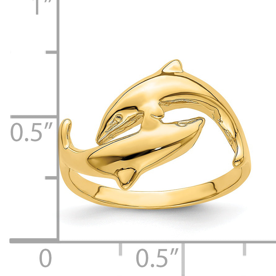 14K Double Dolphin Ring