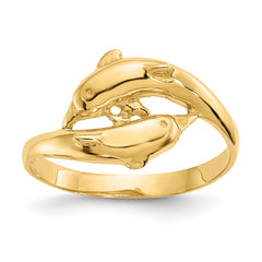 14K Double Dolphins Ring