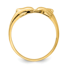 14K Dolphin Kissing Dolphin Ring