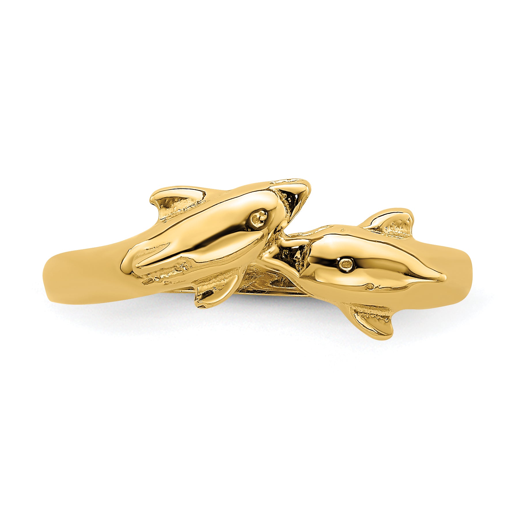 14K Dolphin Kissing Dolphin Ring