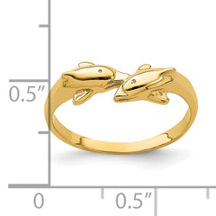 14K Dolphin Kissing Dolphin Ring