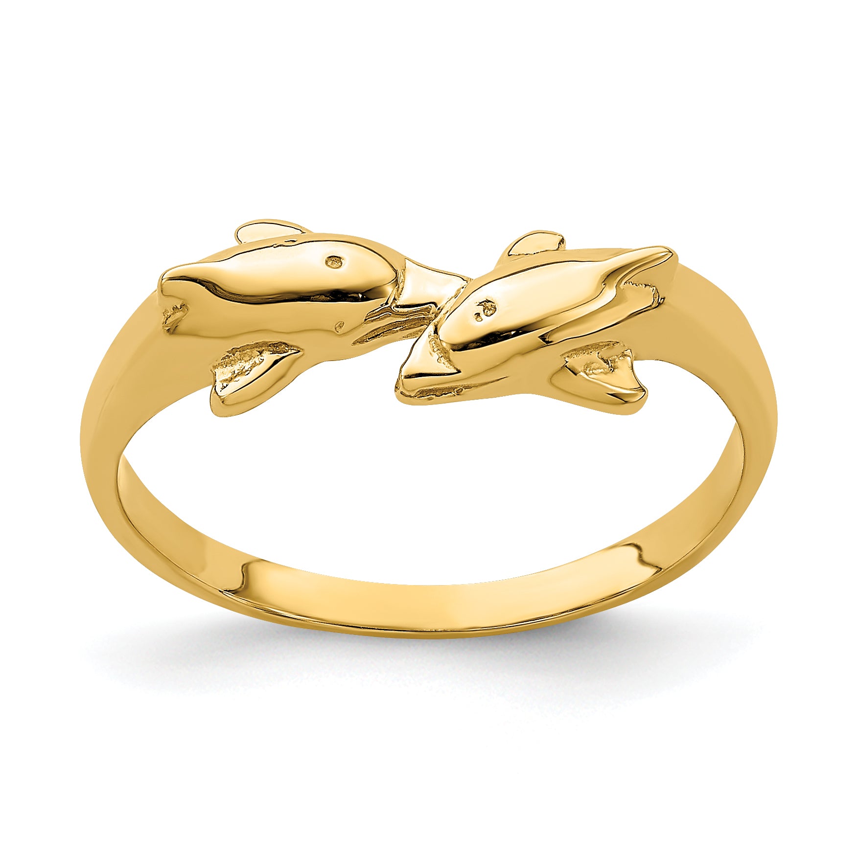 14K Dolphin Kissing Dolphin Ring