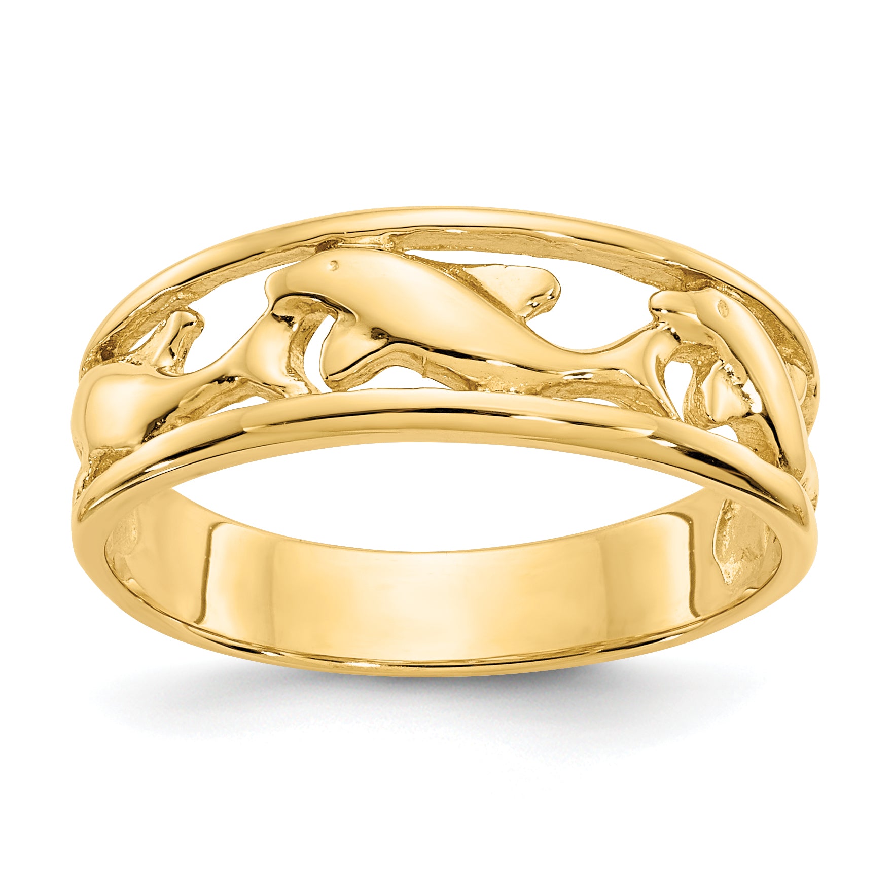 14K Triple Dolphin Band Ring