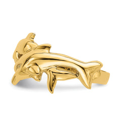 14K Polished Double Dolphin Ring