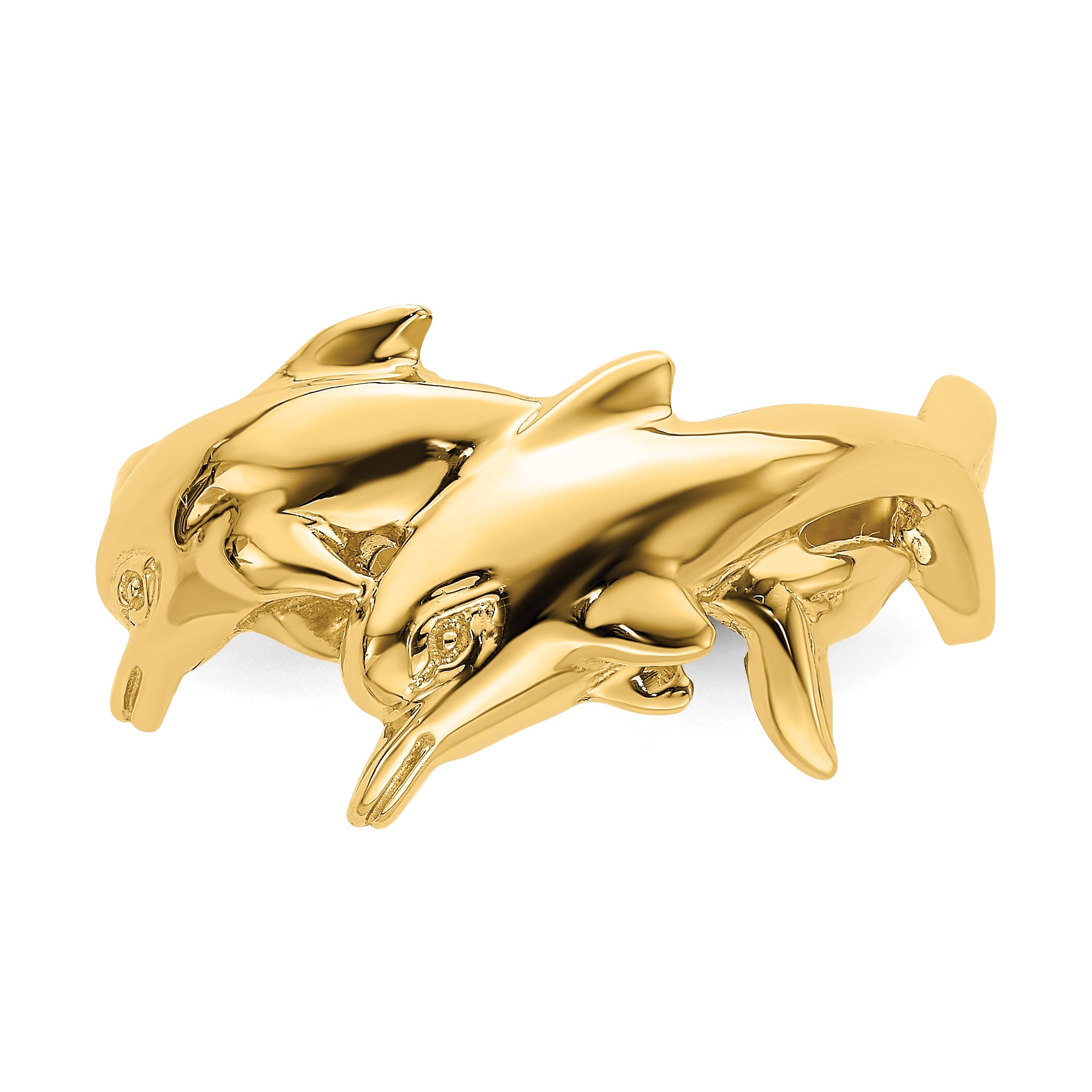 14K Polished Double Dolphin Ring