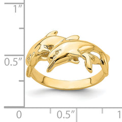 14K Polished Double Dolphin Ring