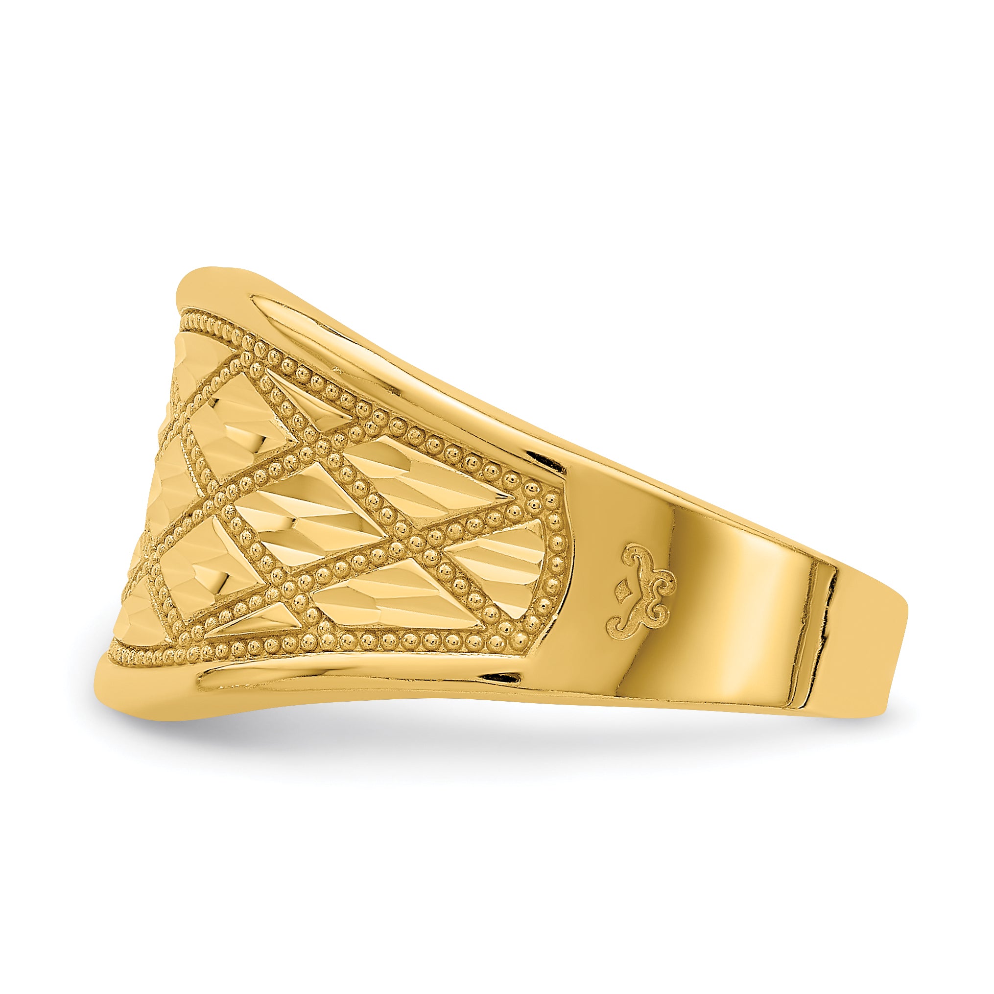 14K Diamond-Cut Quilted Pattern Ring